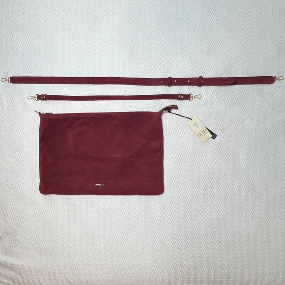 NWT - Suede Hobo Burgundy Slouchy Messenger Shoulder/Crossbody Bag Made in Italy - Picture 5 of 10